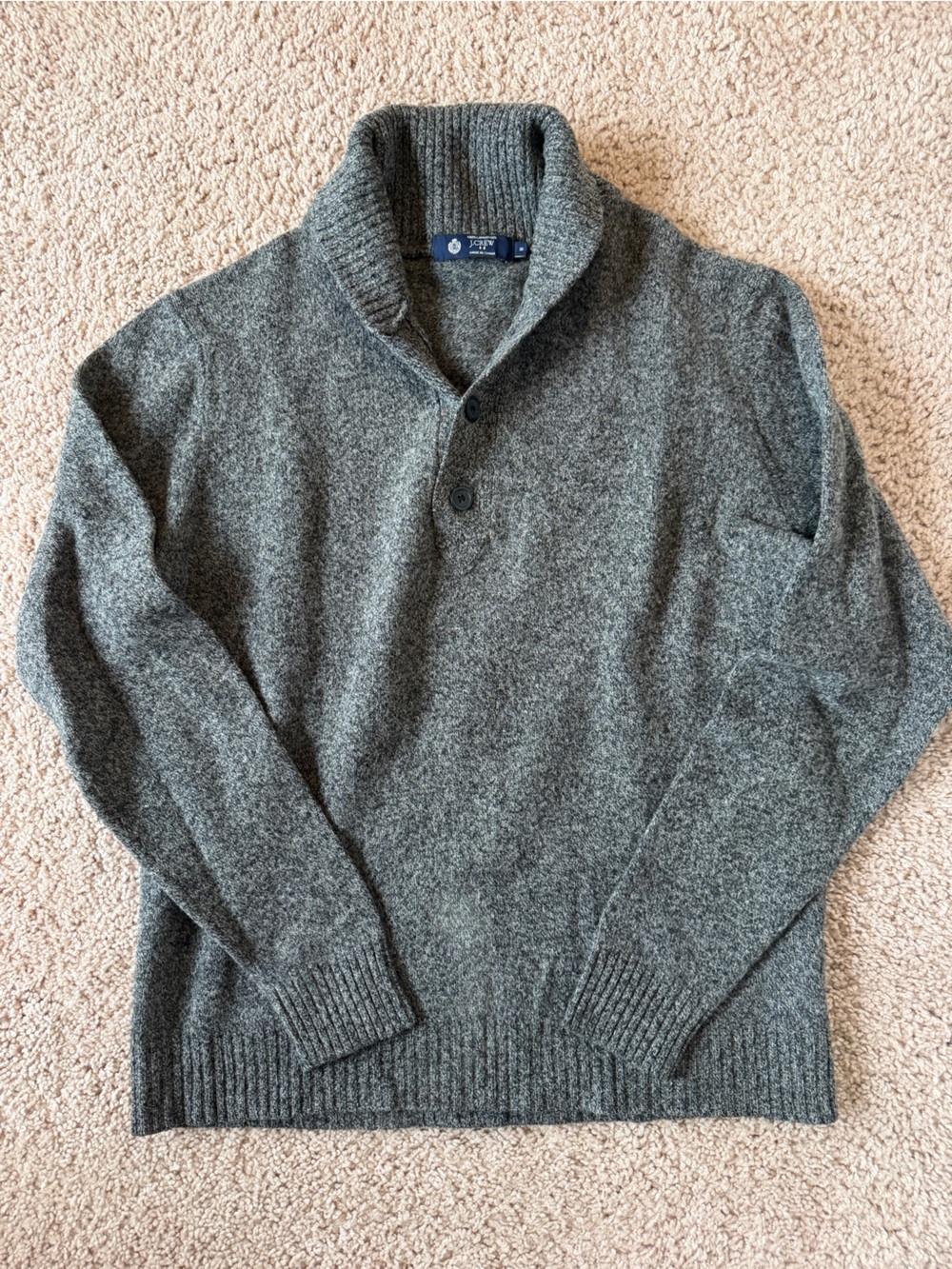 JCrew Men’s Cozy Charcoal Gray Button Cardigan Sweater